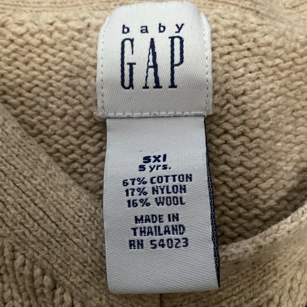 Baby Gap wool cotton sweater kids 5XL 5 Yrs. Beige cable knit preppy unisex warm